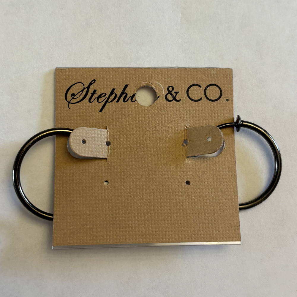 Stephan & Co. Gunmetal Medium Classic Hoop Earrings NWT